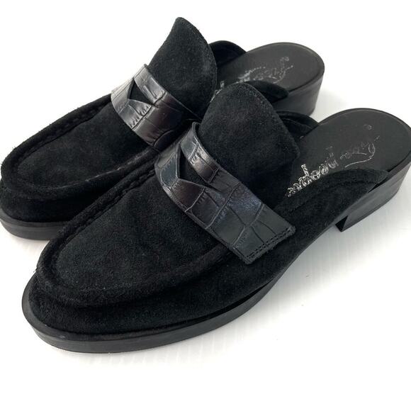 Free People Payton suede penny loafer mule black size 37 (6.5 US ) - Picture 1 of 10